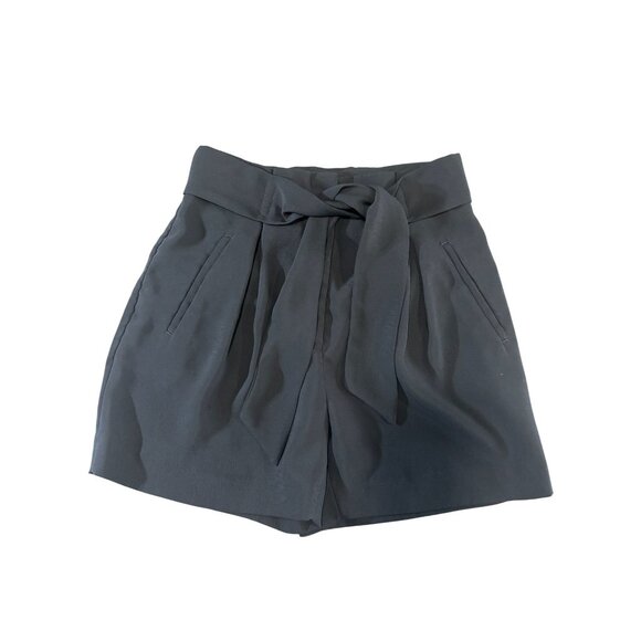 H&M Womens Black High-Waist Tie Belt Shorts Size 4 Polyester Stylish Comfortable - Picture 1 of 7